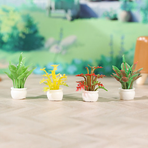 Miniature Dollhouse Potted Plants 1:12 Scale Resin Craft Greenery Decor For Sand <b>Table</b> Model DIY - Product Image 2