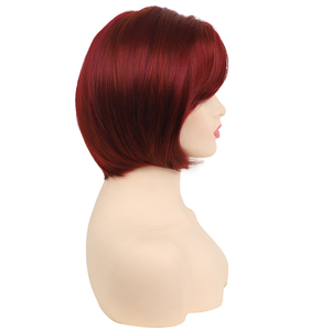Perruque Rouge Lisse et Soyeuse de 12 Pouces, Ondulée Naturelle avec Frange Latérale, Style Bob, Vente en Gros Usine Aishili pour Femme Tendance - Product Image 5