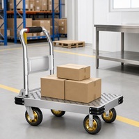 Chariot à plateforme silencieux en acier inoxydable avec roues industrielles de 5 pouces pour entrepôt et usine