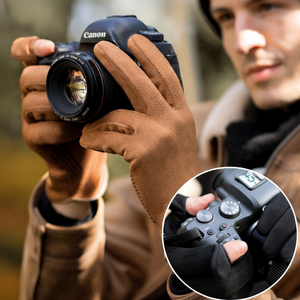 Guantes de ante de primera calidad para hombre, guantes de invierno de dos cortes antideslizantes, accesorios de juego - Product Image 1