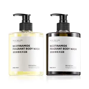 Private Label Whitening Organic Niacinamide Shower Gel 500ml Fragrance Lotion Body Wash Custom OEM Color Feature Form Gentle Age