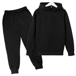 2022 cotton kids sweatsuit sets wholesale plain pullover hoodies kids two piece jogger set