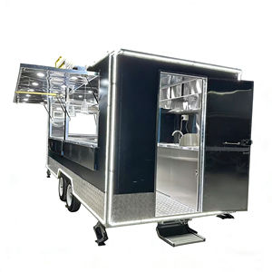 Chariot de vente ambulante multifonctionnel en acier inoxydable à 4 roues, noir, pour crème glacée, nourriture, camping, avec porte arrière - Product Image 2