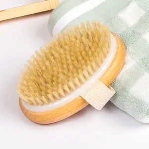 Dry Skin Body Bath Brush OPP Bag Custom Logo Wood Boar Bristle Handle Natural Customized Packing All Body Back Cleaning 1-3 Days