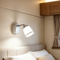 Lampe de lecture RV à trois couleurs, à intensité variable, 12V 24V, argentée, pour camping-car, caravane, bateau, marine