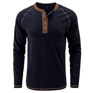 Magliette Henley da <span class=keywords><strong>uomo</strong></span> per autunno e inverno, T-shirt a maniche lunghe da <span class=keywords><strong>uomo</strong></span>, Magliette intime da esterno per il commercio estero - Product Image 3