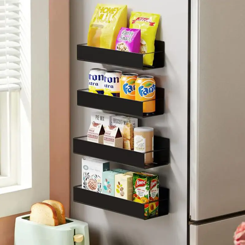 Magnetic Shelves Refrigerator Shelf Kitchen Supplies Magnetic Spice Rack 4 Pack