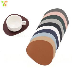 YY Vintage Design Oval Leather Coaster Washable <strong>Table</strong> <strong>Top</strong> <strong>Protector</strong> - Product Image 1