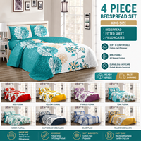 Ensemble de literie King Size en gros, 4 pièces : couvre-lit matelassé, couette, drap-housse et taies d'oreiller – En stock