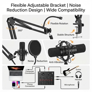 BM 800 Studio <strong>Microphone</strong> Kits With V8 Sound Card Professional K8 Wireless <strong>Microphone</strong> <strong>for</strong> Cell Phone <strong>Computer</strong> Recording TikTok - Product Image 3