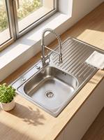 Évier de cuisine en acier inoxydable 201 brossé avec égouttoir (simple bac) – Vente chaude usine