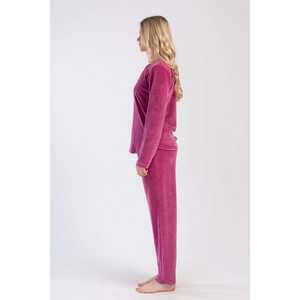 Ensemble de pyjama en velours pour femmes, taille XXL, col rond, manches longues, avec poche ovale, vêtements de nuit surdimensionnés - Product Image 3