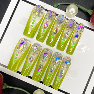 <span class=keywords><strong>Ongles</strong></span> press-on personnalisés avec motif papillon peint à la main, 3D, colorés, réutilisables, en acrylique, <span class=keywords><strong>faux</strong></span> <span class=keywords><strong>ongles</strong></span>, forme cercueil, carrés, à <span class=keywords><strong>coller</strong></span>, pour nail art - Product Image 1