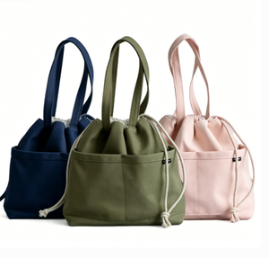 Sac à déjeuner portable en coton, nouveau style, tendance et simple, avec fermeture éclair, sac fourre-tout en toile, logo personnalisé imprimé - Product Image 3