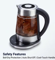 Bouilloire Électrique en Verre à Ébullition Rapide 2200W, 1,7L, Affichage Numérique de la Température Réglable 20-100°C, Fonction Maintien au Chaud, Usage Domestique, Vente en Gros