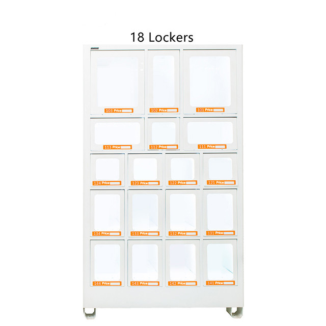 Haloo Vending Machine Supplier 18 Locker Vending Machine Room Temperature with Bill Coin and Card Reader on the Machine Control Vending