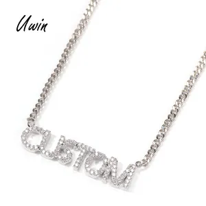 Tên Tùy Chỉnh Dây Chuyền Số Cá Nhân Zirconia Crystal Pendant Letters Vòng Cổ Cho Phụ Nữ Jewelry