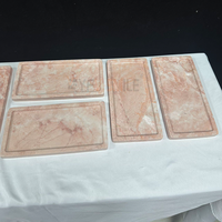 Plateau rectangulaire moderne en marbre rose crème pour bougies, bijoux, bagues, collations, présentation de table, décoration d'hôtel, de fête et de maison