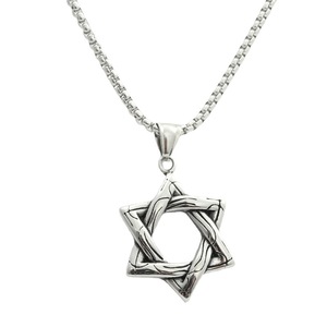 Collier avec pendentif étoile à six branches en acier inoxydable, design géométrique rétro pour hommes, chaîne multicolore 280581 - Product Image 3