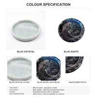 Plateau rond en agate bleue cristalline 150 mm, pierre naturelle, moderne, pour bijoux, parfums, vanité, décoration maison, hôtel, salle de bain, cadeau