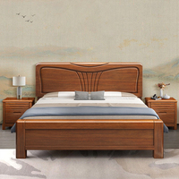Lit double en bois massif au design moderne JY-B006, prix de gros abordable, nouveaux modèles avec cadre standard