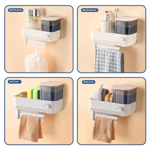 Support mural moderne et minimaliste pour égouttoir de cuisine, porte-éponge et chiffon, distributeur de savon à vaisselle à pression – Vente en gros - Product Image 2