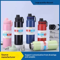 Bouteille d'eau sport isotherme en acier inoxydable, best-seller transfrontalier, avec sangle anti-chute, grande capacité, pour thé et eau en extérieur