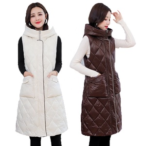 Chaleco largo negro para <span class=keywords><strong>mujer</strong></span>, chaqueta con capucha, Abrigo acolchado con cremallera, chaleco <span class=keywords><strong>sin</strong></span> mangas con burbujas, Parka, prendas de vestir, chaleco <span class=keywords><strong>sin</strong></span> mangas, chaqueta - Product Image 1