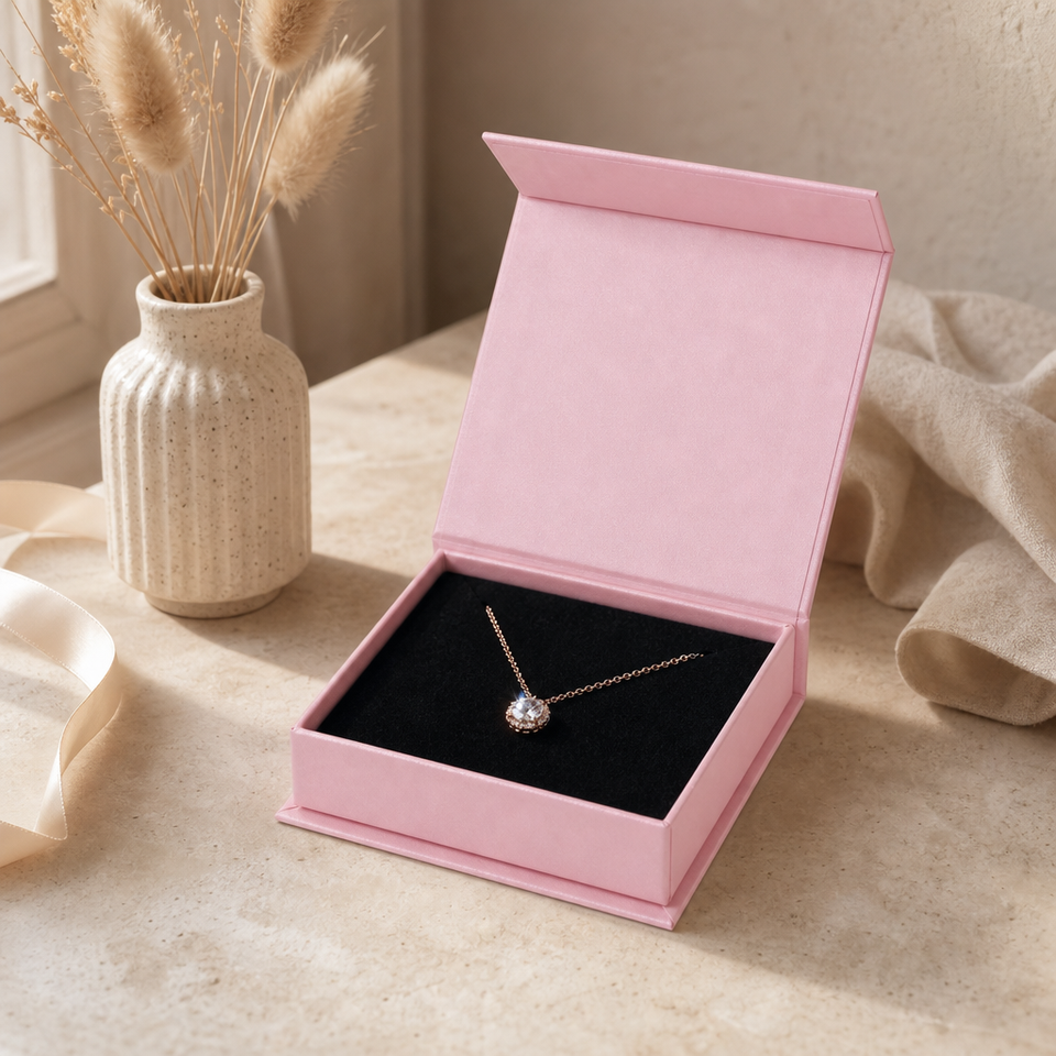 Custom Logo Pink Magnetic Book Shape Jewelry Gift Box Luxury Rigid ...