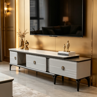 Meuble TV de style grand format avec table basse en verre, ensemble moderne pour salon, style nordique