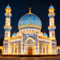 Traditionelle Chinesische Moschee-Laterne Handgefertigte Seiden-Laterne für Ramadan Außenbereich LED