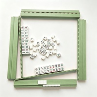 JOYLINK Support de Mahjong en Bois Personnalisé Vert Sauge 17,5-20 Pouces Bords Droits et Courbes Lot de 4 pour Table
