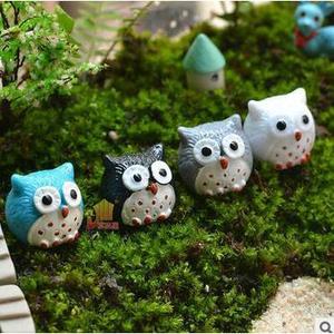 Ornements d'hiboux miniatures en résine, décoration animale bleu-gris, taille compacte pour jardin ou exposition de bonsaï - Product Image 5