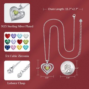 สร้อยคอรูปหัวใจเงินแท้ 925 ประดับเพอริดอทด้วยเพชร CZ สีขาว ดีไซน์โรแมนติก เหมาะเป็นของขวัญสำหรับผู้หญิง - Product Image 4