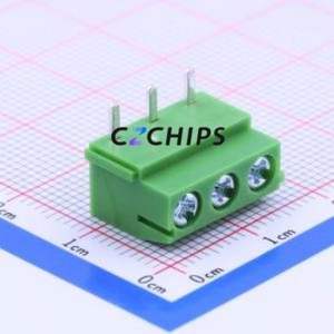 PA002-3P <b>Screw</b> Terminal <b>Block</b> Bent Lead Through Hole,P=5mm Connector ( Construction: 1x3P )( Pitch: 5mm )( Color: Green ) - Product Image 2