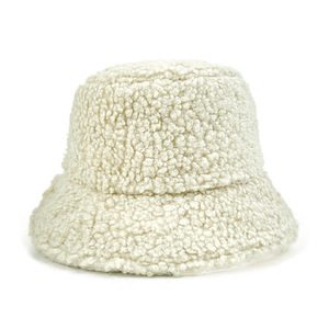 Unisex <strong>Winter</strong> Thick Warm Spliced 100% Polyester Fisherman's <strong>Hat</strong> Custom Logo <strong>Fluffy</strong> Plush Cycling Daily Bucket <strong>Hat</strong> - Product Image 1
