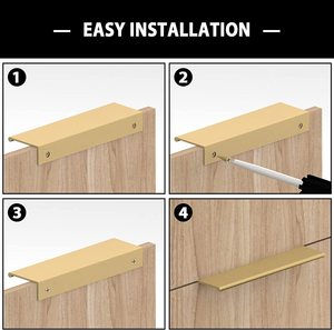 <strong>Gold</strong> Modern Concealed Aluminum Finger Edge Pull Handle for Cabinets Drawers-Durable Design for Kitchen Living School Warehouse - Product Image 6