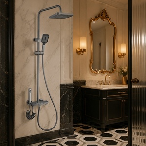 Thermostatic Piano Key Shower System 4 Modes Rainfall Top <b>Spray</b> Handheld Bidet Aluminum Alloy+ABS Wall <b>Mounted</b> Chrome Set - Product Image 6