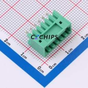 MX2EDGV-2.5-06P-GN01-Cu-A Plug-in Terminal Block Through hole,P=2.5mm Connector Board-to-Board / Socket Closed 1x6P 2.5mm Green - Product Image 1