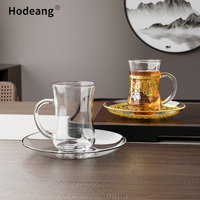 Ensemble de verres à thé turcs 150 ml, tasses à thé marocaines vintage dorées avec poignée pour boissons chaudes et froides