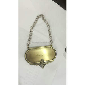 Etiquetas de pescoço vazadas de liga de zinco, <span class=keywords><strong>tag</strong></span> de metal brilhante para pendurar, com corrente, logotipo a laser, decanter de garrafa de vinho - Product Image 5