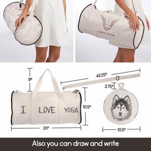 Manufacturer-Silk Screen Logo Single Shoulder Crossbody Canvas Travel Bags <b>Foldable</b> Cylindrical Gym Bags - Product Image 3
