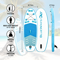 Planche à pagaie gonflable pour enfant de 7'6'', 228 cm, SUP extra stable pour enfants débutants, bleu et blanc, vente en gros
