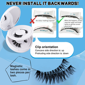 Kit de cils magnétiques doux réutilisables faits à la main personnalisables, marque privée, hypoallergéniques, noir naturel, 2 paires, résistants à l'eau - Product Image 3