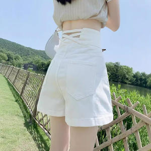 กางเกงยีนส์ขาสั้นสีดำสำหรับผู้หญิง, กางเกงยีนส์เอวสูงสีขาวเสานักขี่จักรยานเต้นสำหรับผู้หญิงสวมใส่กางเกงยีนส์ฮาราจูกุ XL Y2k กว้างหรูหรา - Product Image 2