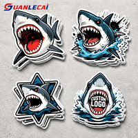 Autocollants personnalisés requin dessin animé, imperméables, autocollants en vinyle découpés, requin en colère, autocollant logo personnalisé pour casque et skateboard