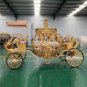 Chariot électrique sculpté en forme de citrouille dorée avec auvent pour cérémonie de mariage et exposition en emplacement touristique - Product Image 6