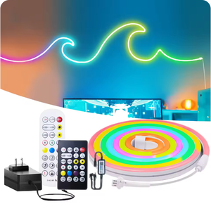 Bande LED en silicone RGBIC 5V USB, synchronisation musicale Bluetooth, lumière fluide, étanche, bande LED ambiante pour décoration intérieure et extérieure - Product Image 1