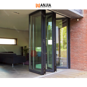 WANJIA Diseño contemporáneo Exterior Balcón <span class=keywords><strong>Puerta</strong></span> de vidrio Insonorizado Vidrio Bi-Fold <span class=keywords><strong>Puerta</strong></span> de patio Puertas plegables de aluminio - Product Image 2