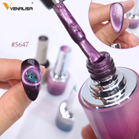 VENALISA Lot de 5 Couleurs Nouveau 10ml Gel Vernis à Ongles Sans TPO et Sans HEMA, Effet Œil de Chat Pailleté Platine Réfléchissant, Kit de Vernis Gel UV